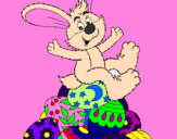 Disegno Coniglio di Pasqua pitturato su mine