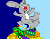 Disegno Coniglio di Pasqua pitturato su pasqua