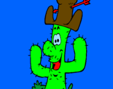 Disegno Cactus con il cappello  pitturato su g ianni
