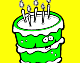 Disegno Torta di compleanno 2 pitturato su asd
