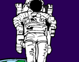 Disegno Astronauta  pitturato su alessio spanu