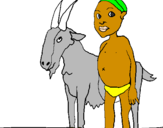 Disegno Bambino africano con una capra pitturato su thomasyhgfaswqrryuikjxzzz
