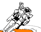 Disegno Astronauta nello spazio  pitturato su raffy