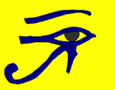 Disegno Occhio di Horus  pitturato su davide
