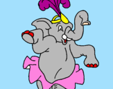 Disegno Elefante che balla  pitturato su ROBERTA
