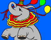 Disegno Elefante con 3 palloncini  pitturato su drago