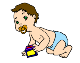 Disegno Bebè  pitturato su neonato maschio