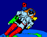 Disegno Astronauta nello spazio  pitturato su angelogiovanni
