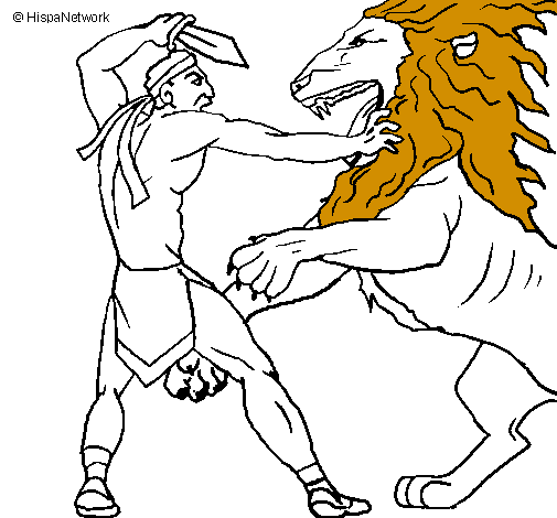 Gladiatore contro un leone