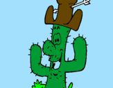 Disegno Cactus con il cappello  pitturato su tommaso