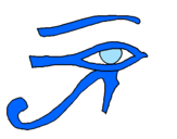 Disegno Occhio di Horus  pitturato su veronica