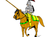 Disegno Cavallerizzo a cavallo  pitturato su emma