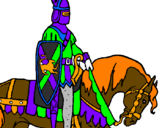 Disegno Cavaliere a cavallo pitturato su martina