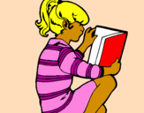 Disegno Bambina che legge  pitturato su Principessina Ribellina