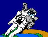 Disegno Astronauta nello spazio  pitturato su filippo