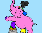 Disegno Elefante  pitturato su alice