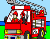 Disegno Camion dei Pompieri  pitturato su chicco99