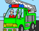 Disegno Camion dei Pompieri  pitturato su ALBERTO