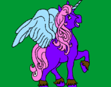 Disegno Unicorno con le ali  pitturato su serena percuoco 4a