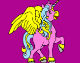 Disegno Unicorno con le ali  pitturato su GAIA