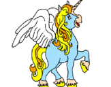Disegno Unicorno con le ali  pitturato su fabiana