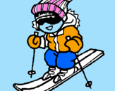 Disegno Bambino che scia  pitturato su MARIA  PIA