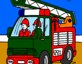 Disegno Camion dei Pompieri  pitturato su alessio optimus