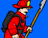 Disegno Pompiere  pitturato su davide