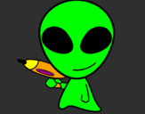 Disegno Alieno II pitturato su lollo