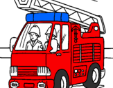 Disegno Camion dei Pompieri  pitturato su FRANCESCO