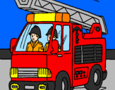 Disegno Camion dei Pompieri  pitturato su MICAELA T.
