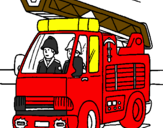 Disegno Camion dei Pompieri  pitturato su leone
