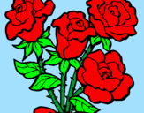 Disegno Mazzo di rose  pitturato su raluca