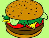 Disegno Hamburger completo  pitturato su alessia