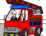 Disegno Camion dei Pompieri  pitturato su rebecca