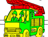 Disegno Camion dei Pompieri  pitturato su PIRATA VALERIO
