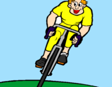 Disegno Ciclista con il berretto  pitturato su alisia