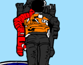 Disegno Astronauta  pitturato su tommaso