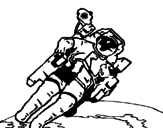 Disegno Astronauta nello spazio  pitturato su giusy