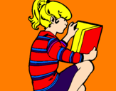 Disegno Bambina che legge  pitturato su GIULIA