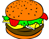 Disegno Hamburger completo  pitturato su alessandra