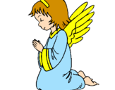 Disegno Angelo che prega  pitturato su angelo