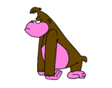 Disegno Scimmietta arrabbiata  pitturato su arbia