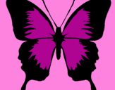Disegno Farfalla con le ali nere pitturato su cuore