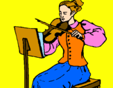 Disegno Dama violinista  pitturato su margi