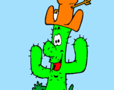 Disegno Cactus con il cappello  pitturato su Ila 97