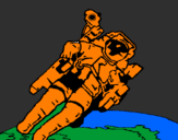 Disegno Astronauta nello spazio  pitturato su skate