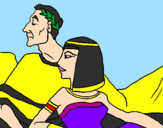 Disegno Cesare e Cleopatra  pitturato su naomi stroie