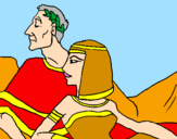 Disegno Cesare e Cleopatra  pitturato su drgon gt