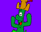 Disegno Cactus con il cappello  pitturato su Emma Nigra